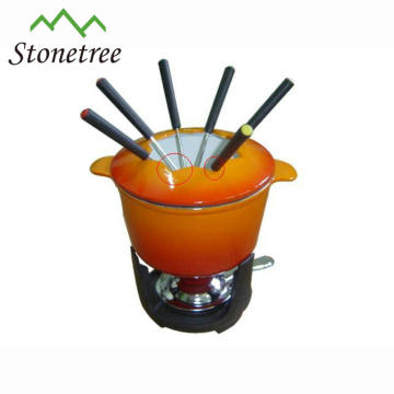 16,5 cm Schokoladenfondue-Set aus Porzellan-Emaille